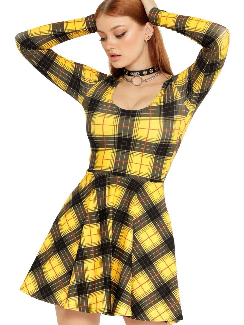 BlackMilk tartan grunge toastie skater dress long sleeve